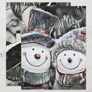 Snowman and Snow woman drawing