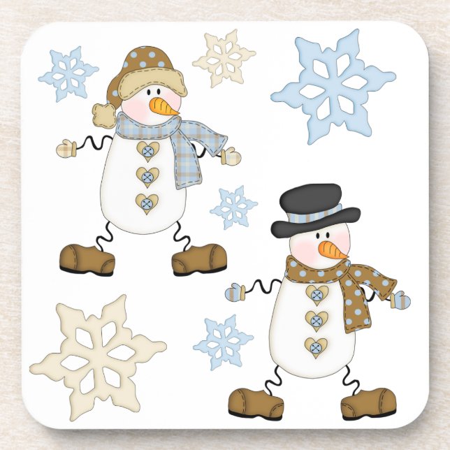 Snowman and Snowflake Holiday Coaster (Front)