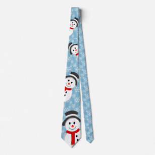 Snowman and Snowflake Pattern Tie