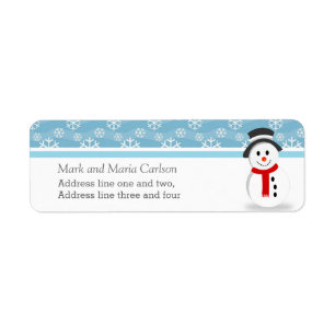Snowman and Snowflakes Custom Christmas Label