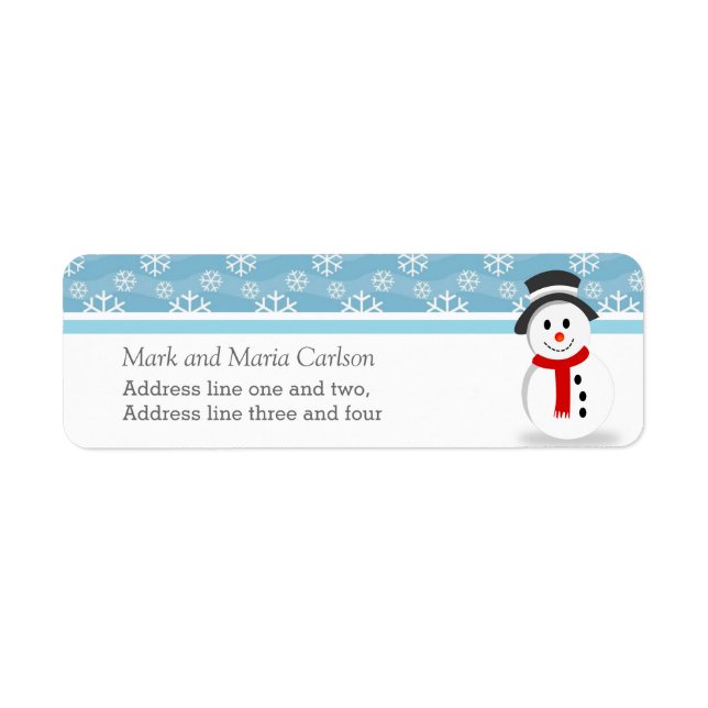 Snowman and Snowflakes Custom Christmas Label (Front)