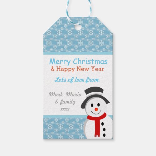 Snowman and Snowflakes Gift Tags