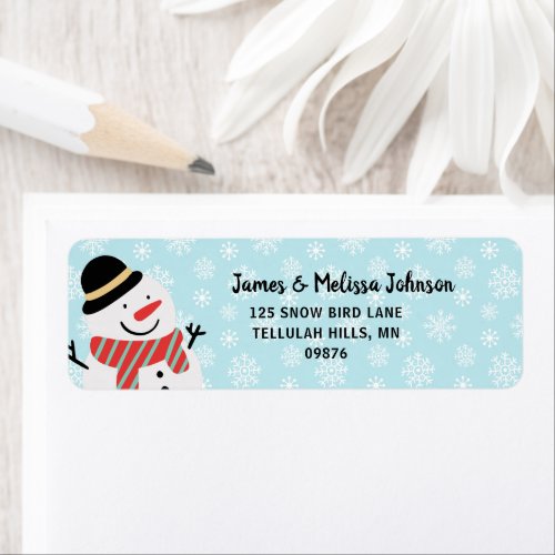 Snowman And Snowflakes Label