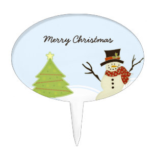 Snowman and Tree Cake Topper
