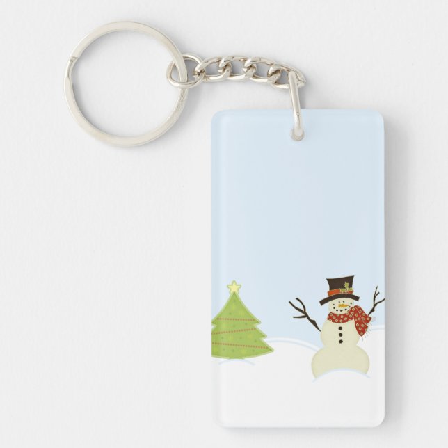 Snowman and Tree Keychain (Front)