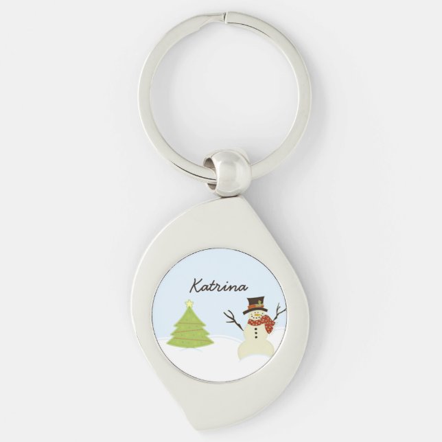 Snowman and Tree Keychain (Front)