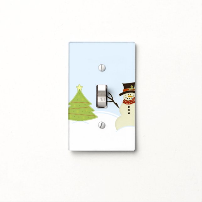 Snowman and Tree Light Switch Cover (In Situ)