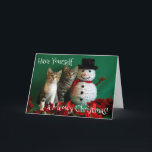 Snowman and Two Cute Kittens Card<br><div class="desc">Need a card for the cat lady (or gentleman) in your life. Here's one he or she will love! Order in the semi-gloss finish for bright,  crisp colors.</div>