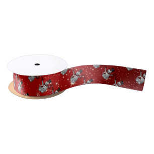 Snowman And White Sparks Satin Ribbon