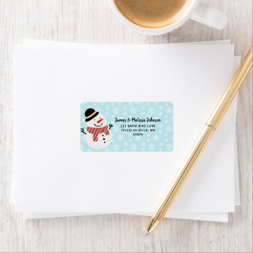 Snowman And Winter Snowflakes Label