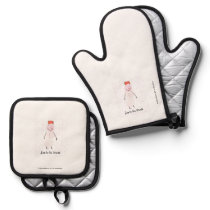 Snowman Apron Oven Mitt & Pot Holder Set