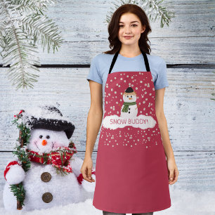 Snowman Apron, Snow Buddy Christmas Holidays, Fun Apron