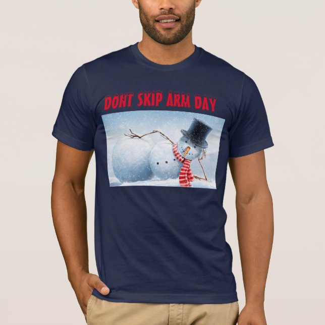 Snowman Arm Day blue t-shirt (Front)