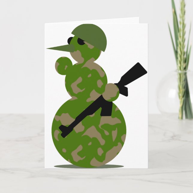 snowman army christmas holiday card (Front)