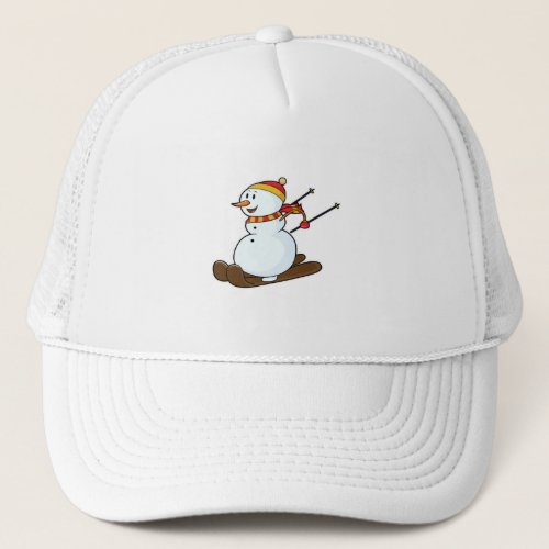 Snowman as Skier with Skis  Cap