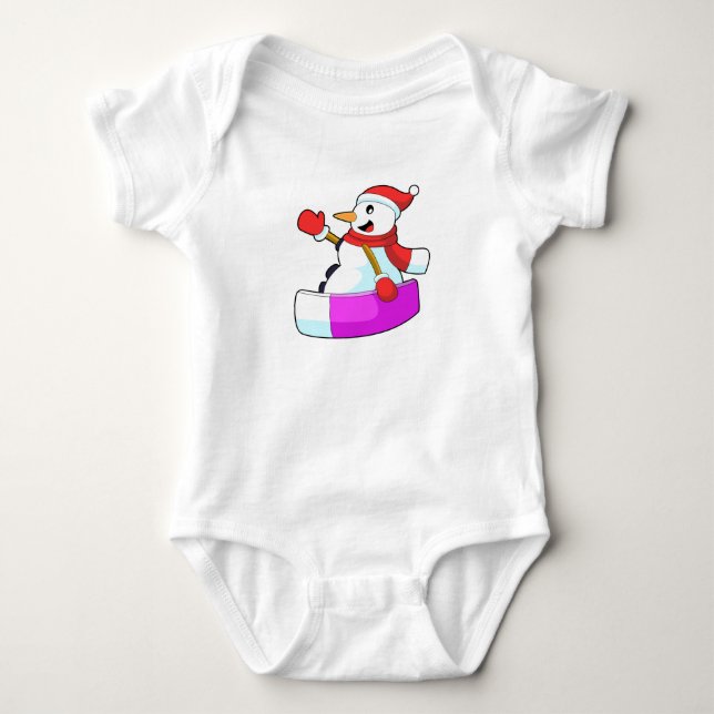 Snowman as Snowboarder with Sonowboard.PNG Baby Bodysuit (Front)