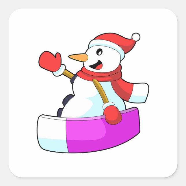 Snowman as Snowboarder with Sonowboard.PNG Square Sticker (Front)