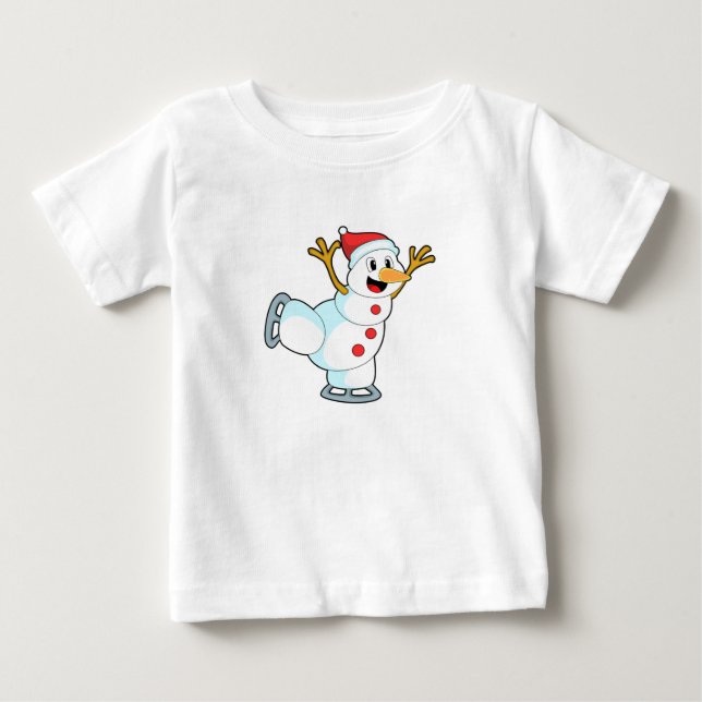 Snowman at Ice skating with Ice skates.PNG Baby T-Shirt (Front)