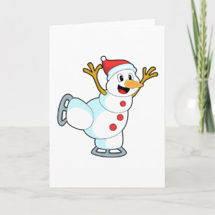 Snowman at Ice skating with Ice skates.PNG Card