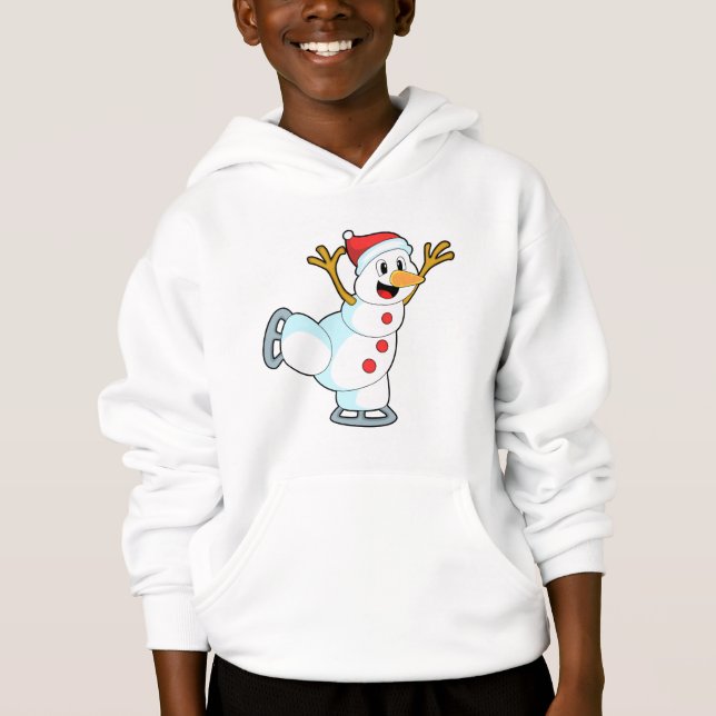 Snowman at Ice skating with Ice skates.PNG Hoodie (Front)