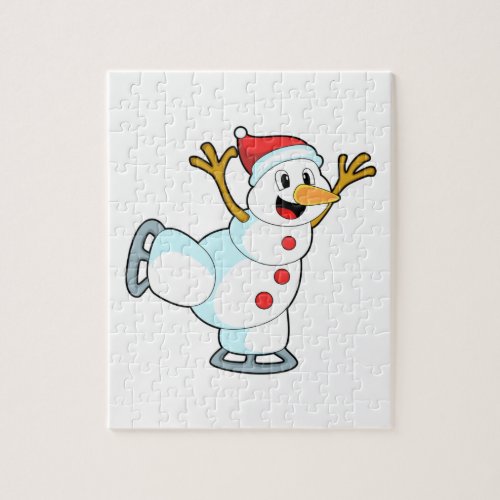 Snowman at Ice skating with Ice skatesPNG Jigsaw Puzzle