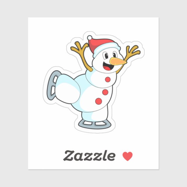 Snowman at Ice skating with Ice skates.PNG Sticker (Sheet)