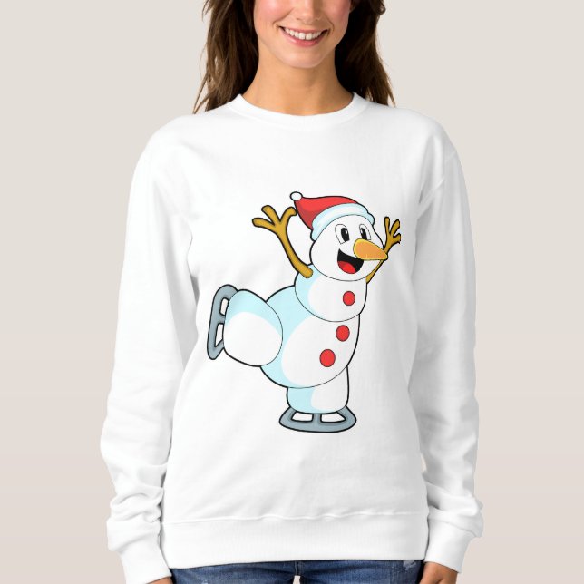 Snowman at Ice skating with Ice skates.PNG Sweatshirt (Front)