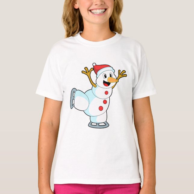 Snowman at Ice skating with Ice skates.PNG T-Shirt (Front)