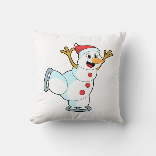 Snowman at Ice skating with Ice skatesPNG Throw Pillow