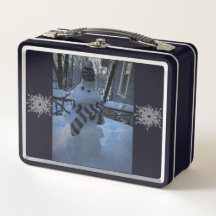 Snowman at My Table Metal Lunch Box