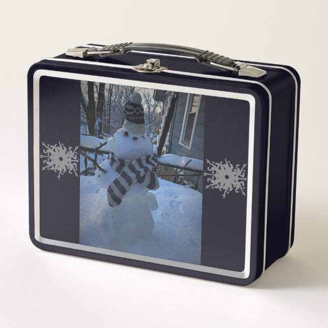 Snowman at My Table Metal Lunch Box (Front)