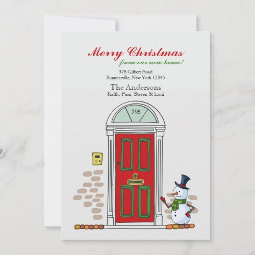 Snowman At The Door Holiday Moving Announcement