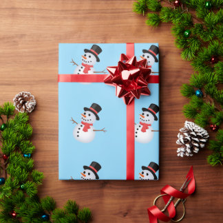 Snowman Baby Blue Gift Wrapping Paper