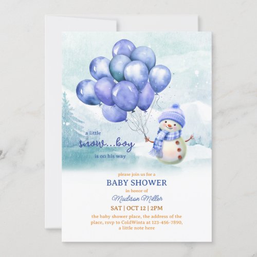 Snowman Baby Boy Baby Shower Invitation