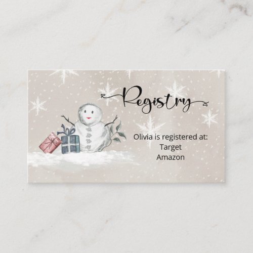 Snowman Baby Registry  Enclosure Card