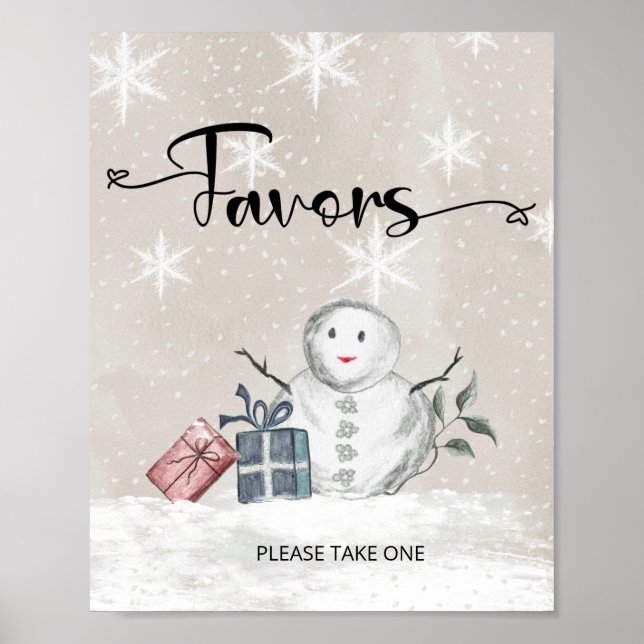 Snowman baby shower Favors Poster (Front)