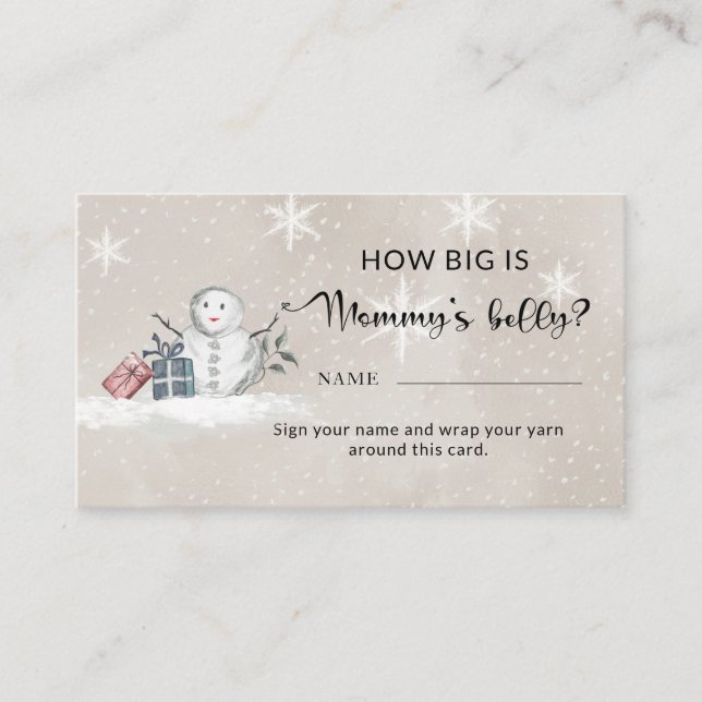 Snowman baby shower how big is mommy's belly enclosure card (Front)