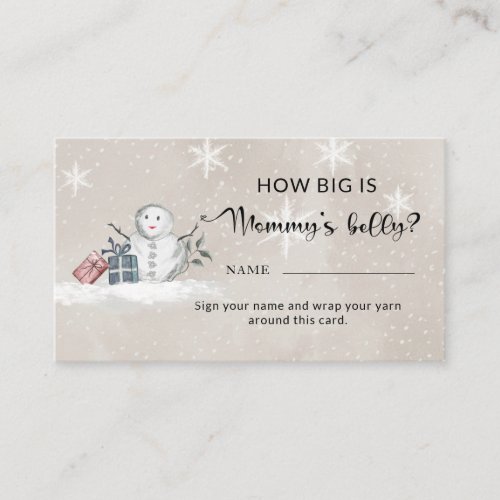 Snowman baby shower how big is mommys belly enclosure card