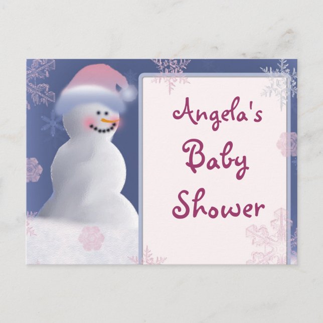 Snowman Baby Shower Invitation Postcard (Front)
