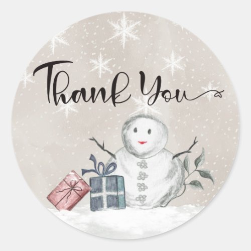 Snowman baby shower thank you classic round sticke classic round sticker