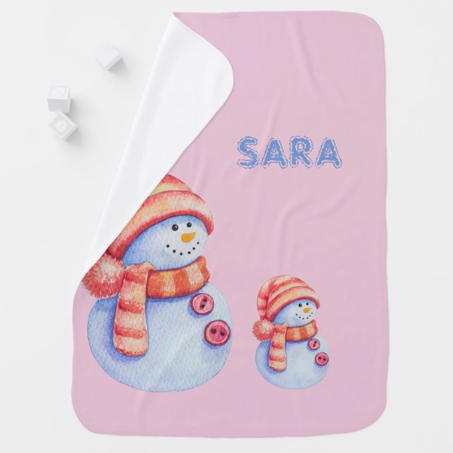 Snowman babygirl blanket (In Situ)