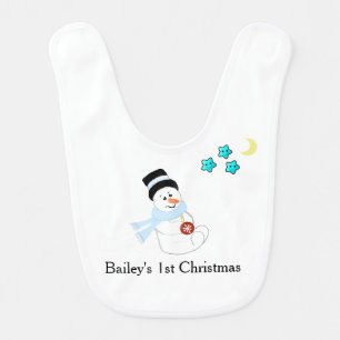 Snowman Baby's First Christmas Baby Bib