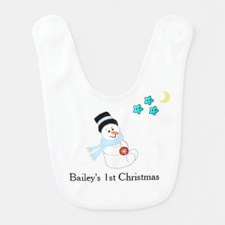 Snowman Baby's First Christmas Baby Bib