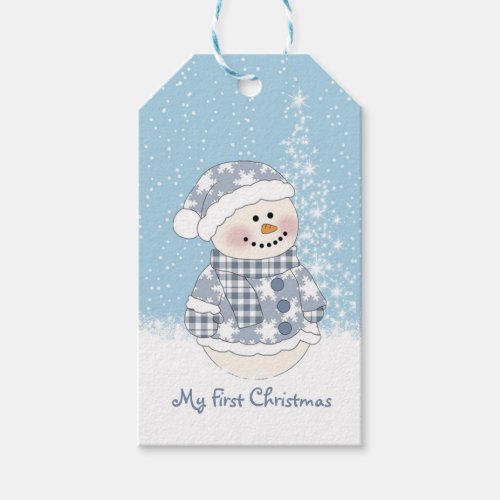 Snowman Babys First Christmas Gift Tags