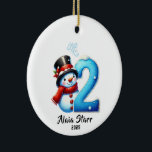 Snowman Baby's Second Christmas Ornament<br><div class="desc">Celebrate a magical milestone with this charming Snowman's Christmas ceramic ornament! Featuring a sweet little snowman surrounded by snowy winter magic, this keepsake is perfect for commemorating a baby's holiday season. With soft festive colors and heartwarming details, it’s a beautiful addition to any Christmas tree or nursery décor. A thoughtful...</div>