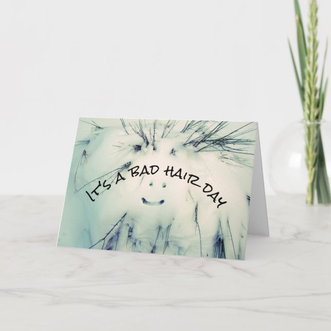 Snowman bad hair day funny melting snowman card (Front)