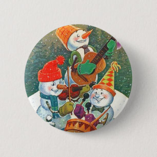 Snowman Band Pinback Button
