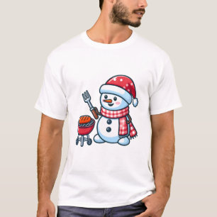 Snowman Barbeque Cartoon T-Shirt