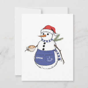 Snowman Barista Christmas 2026 Holiday Coffee Note Card