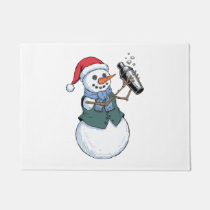 Snowman Bartender Christmas 2026 Holiday Cocktail Doormat
